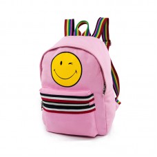 Молодежный рюкзак "Смайлик" с лямками розовый
