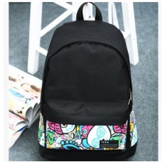 Рюкзак для города и школы с разноцветным орнаментом , черный