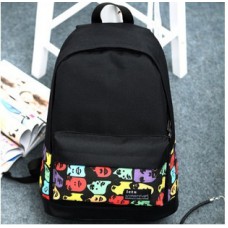 Рюкзак для города и школы с разноцветным орнаментом лица, черный