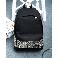 Рюкзак для города и школы с черно-белым орнаментом, черный