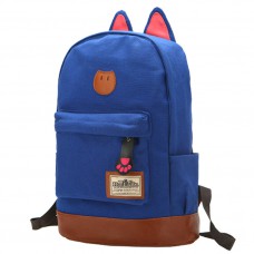 Стильный рюкзак "Кыся" синий ультрамарин, дно выполнено из экокожи