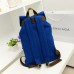 Темно-голубой рюкзак со вставками из экокожи бежевого цвета, на шнурке