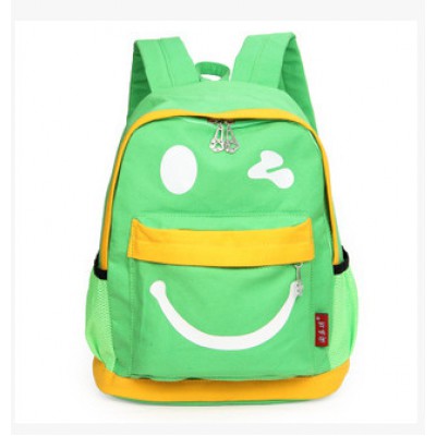 Рюкзак "Улыбнись" зеленого цвета с желтыми вставками 