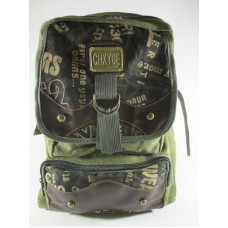 Универсальный рюкзак "Джинс" с надписями и вставками из экокожи цвет зеленый