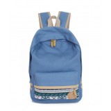 Стильный рюкзак голубого цвета с контрастными вставками и орнаментом