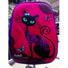 Школьный ранец 3D розовый с кошкой